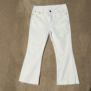 White Cropped Boot Cut Denim